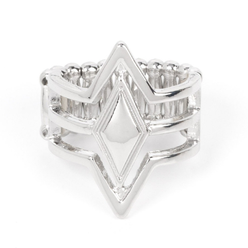Deceiving Diamond Unique Paparazzi Silver Starpoint Geometric Ring
